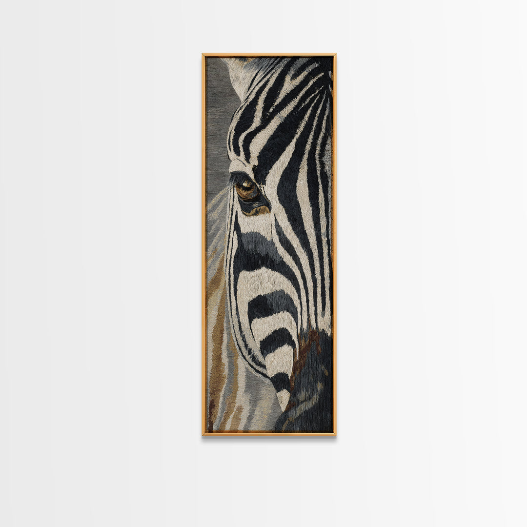 Zebra Stripe Closeup as Graphic Abstraction Canvas Print, Black and White Art, Photography Prints, Living Room Decor, BAW-1x3-92
