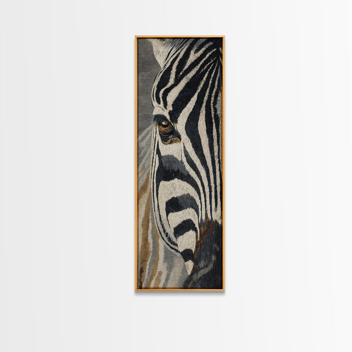 Zebra Stripe Closeup as Graphic Abstraction Canvas Print, Black and White Art, Photography Prints, Living Room Decor, BAW-1x3-92