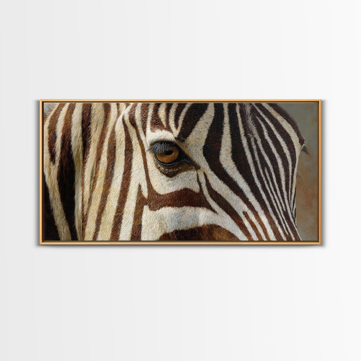 Zebra Stripe Closeup as Graphic Abstraction Canvas Print, Black and White Art, Contemporary Art, Living Room Decor, Monochrome, BAW-2x1-28