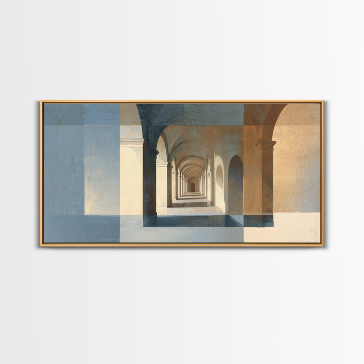 High Contrast Architectural Arches and Shadows Canvas Print, Black and White Art, Original Art, Living Room Decor, Monochrome, BAW-2x1-47