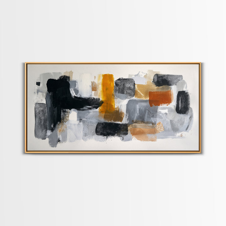 Abstract Charcoal Gestures on White Paper Canvas Print, Black and White Art, Digital Prints, Living Room Decor, Abstract Art, BAW-2x1-48