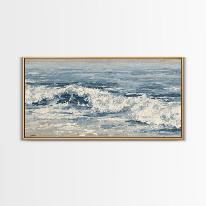 Stormy Ocean Wave Canvas Print, Black and White Art, Digital Prints, Living Room Decor, Fine Art, Monochrome, Wood Wall Art, BAW-2x1-54