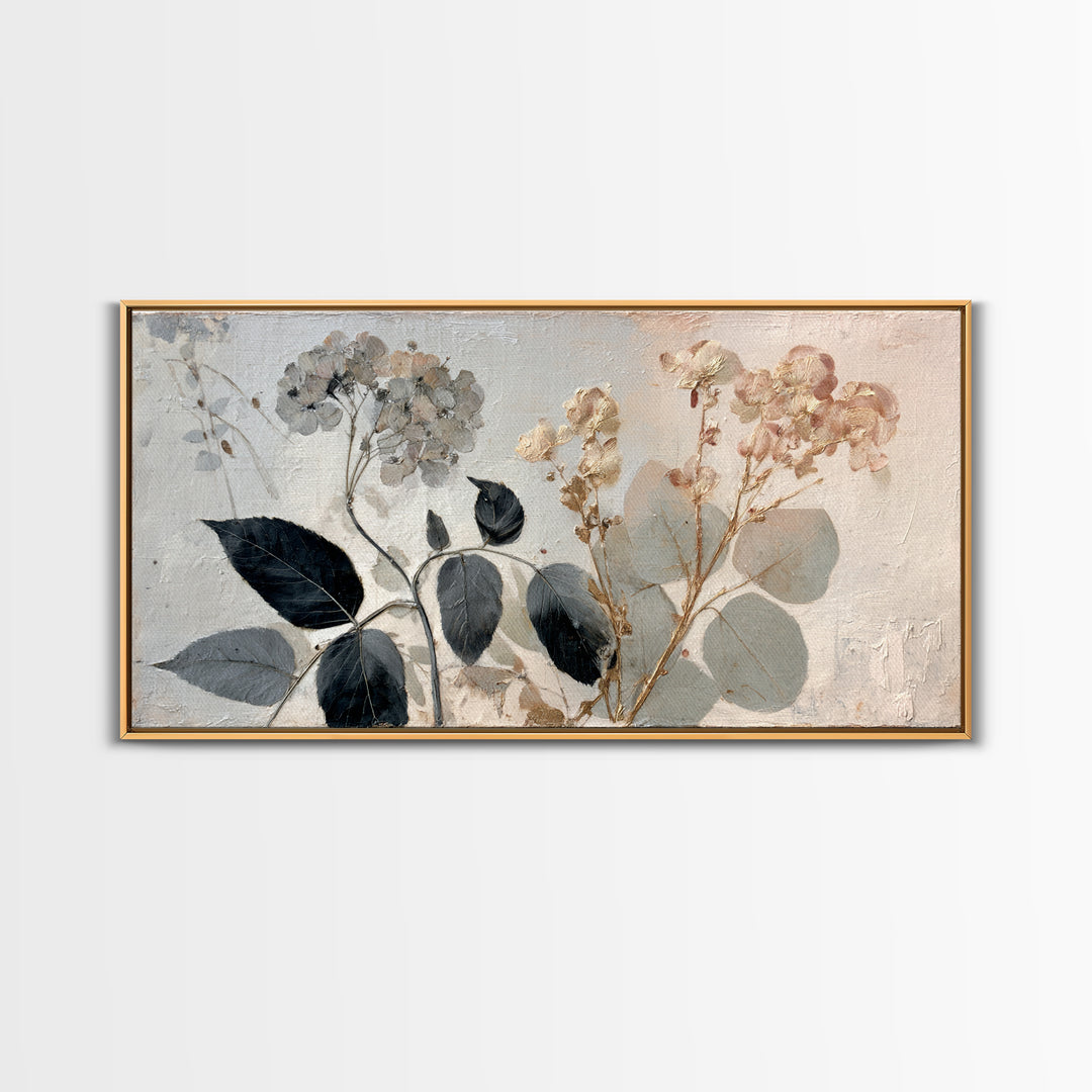 Black and White Botanical Specimen Plate Canvas Print, Black and White Art, Gallery Decor, Living Room Decor, Monochrome, BAW-2x1-67