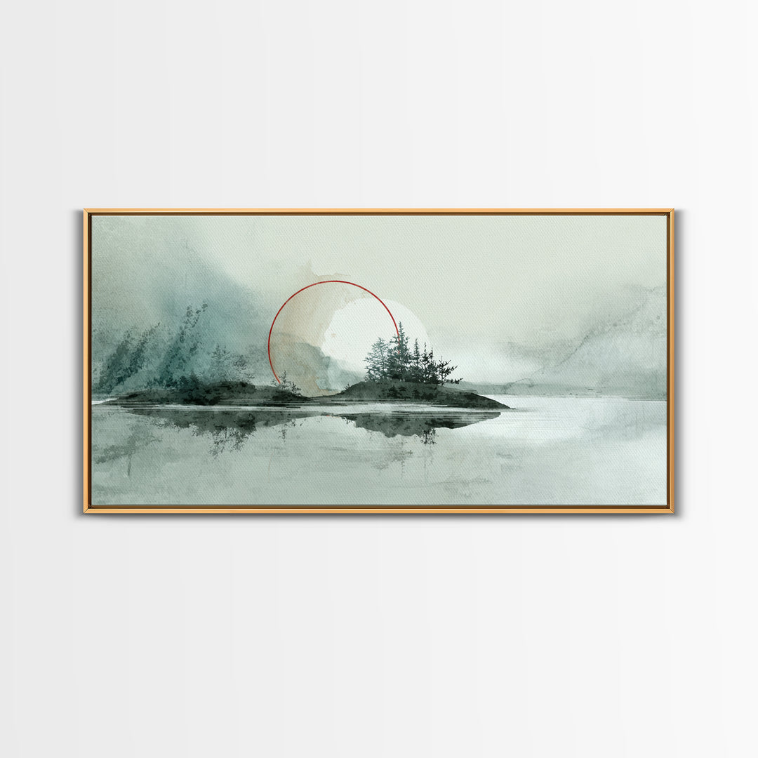 Large Circle and Line Abstract Canvas Print, Black and White Art, Digital Art, Living Room Decor, Abstract Art, Monochrome, BAW-2x1-68