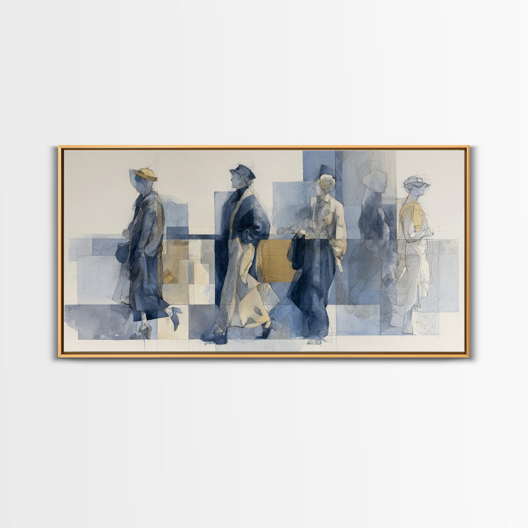 Classic Nude Figure Sketch Canvas Print, Black and White Art, Original Art, Living Room Decor, Oil Painting, Monochrome, BAW-2x1-77