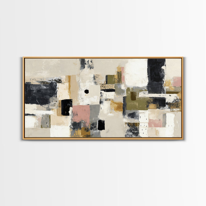 Abstract Marble Texture Framed Canvas Print, Black and White Art, Wall Decor, Living Room Decor, Fine Art, Monochrome, BAW-2x1-83