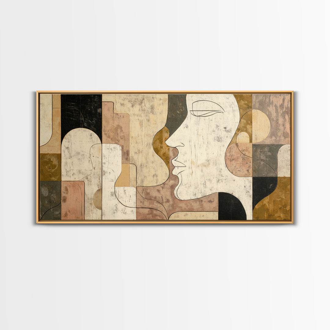 Monochrome Female Profile Canvas Print, Black and White Art, Printable Art, Living Room Decor, Abstract Art, Monochrome, BAW-2x1-93