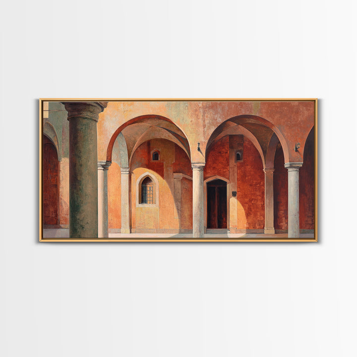High Contrast Architectural Arches and Shadows Canvas Print, Black and White Art, Neutral Decor, Living Room Decor, Monochrome, BAW-2x1-95