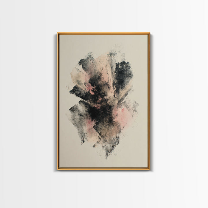 Abstract Charcoal Gestures on White Paper Framed Canvas Print, Black and White Art, Art Prints, Living Room Decor, Monochrome, BAW-2x3-12