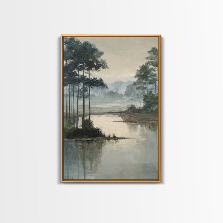 Misty Bridge Landscape Framed Canvas Print, Black and White Art, Room Decor, Living Room Decor, Fine Art, Monochrome, BAW-2x3-3