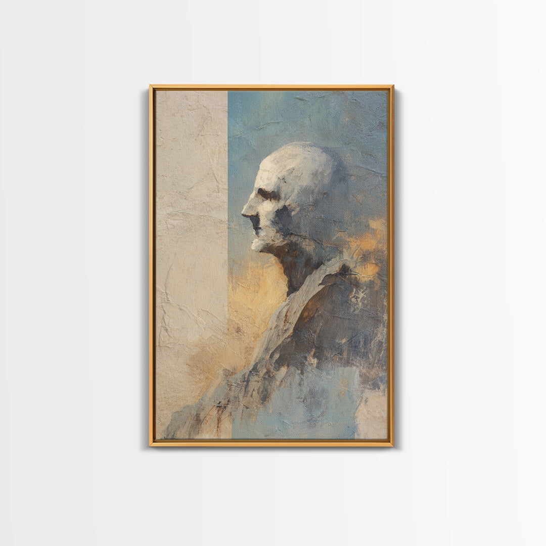 Classic Nude Figure Sketch Framed Canvas Print, Black and White Art, Mid Century Modern, Living Room Decor, Monochrome, BAW-2x3-41