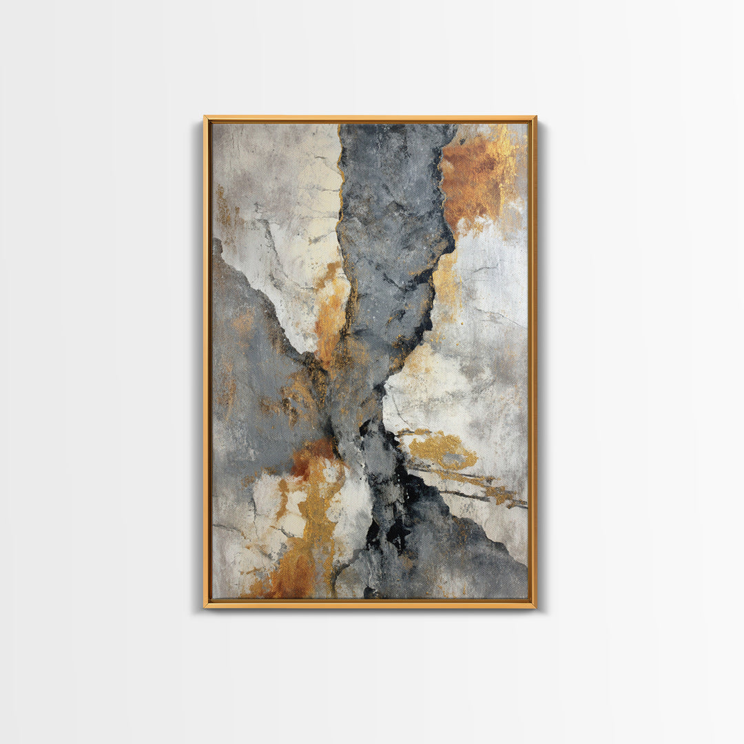 Abstract Marble Texture Framed Canvas Print, Black and White Art, Mid Century Modern, Living Room Decor, Fine Art, Monochrome, BAW-2x3-47