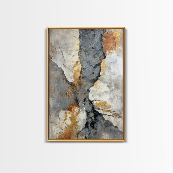 Abstract Marble Texture Framed Canvas Print, Black and White Art, Mid Century Modern, Living Room Decor, Fine Art, Monochrome, BAW-2x3-47