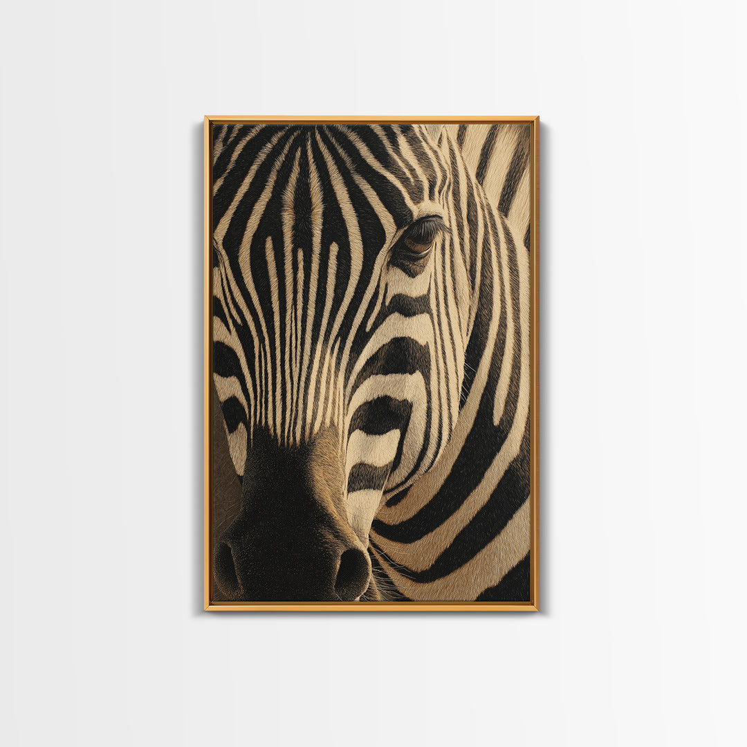 Zebra Stripe Closeup as Graphic Abstraction Canvas Print, Black and White Art, Halloween Decor, Living Room Decor, Monochrome, BAW-2x3-64
