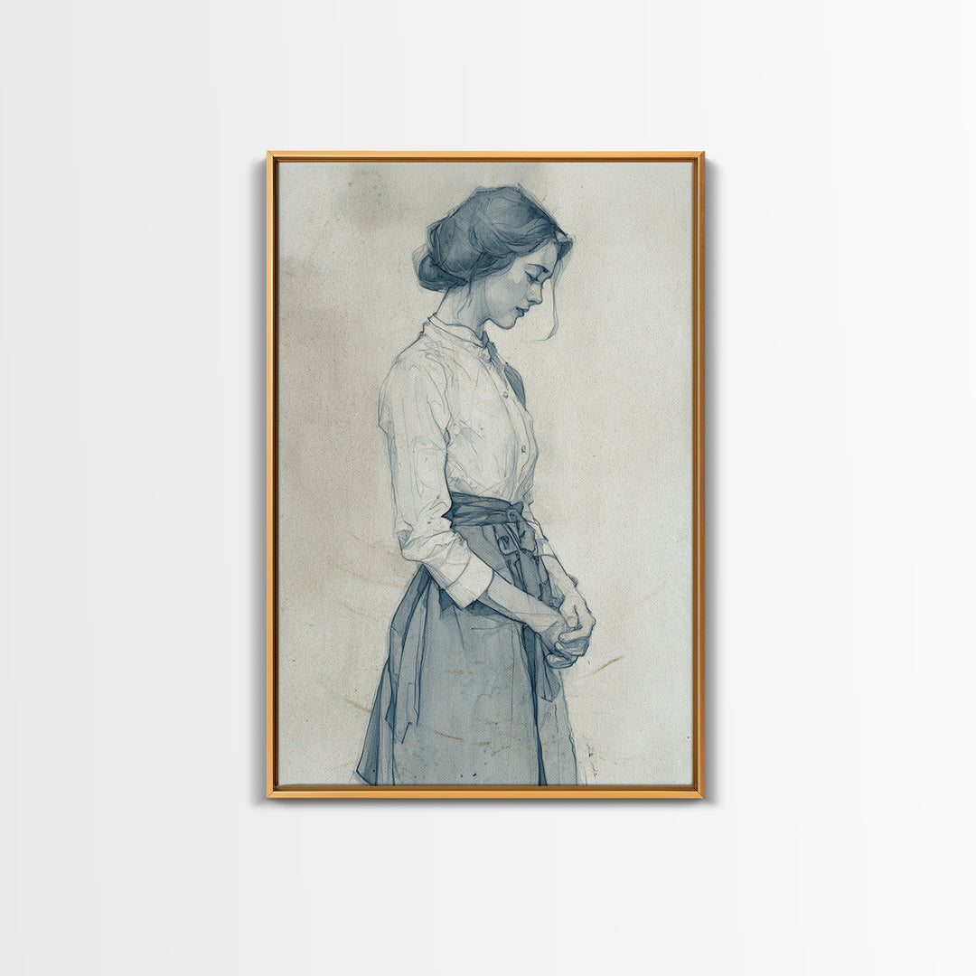 Classic Nude Figure Sketch Canvas Print, Black and White Art, Apartment Decor, Living Room Decor, Fine Art, Monochrome, BAW-2x3-65
