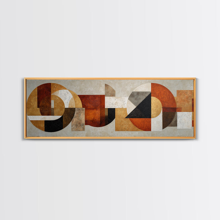 Geometric Bauhaus Grayscale Shapes Canvas Print, Black and White Art, Mid Century Modern, Living Room Decor, Monochrome, BAW-3x1-34
