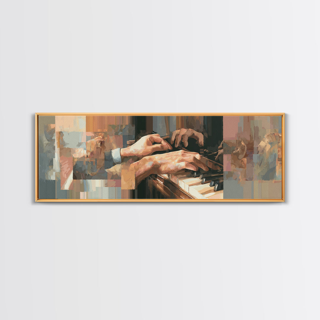 Piano Keys and Hands Canvas Print, Black and White Art, Gothic Decor, Living Room Decor, Monochrome, Photography Prints, BAW-3x1-38