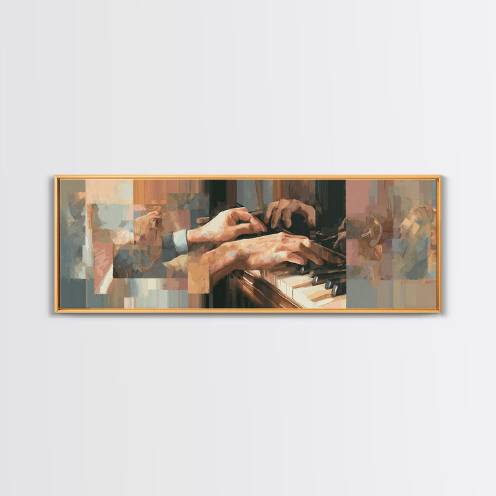 Piano Keys and Hands Canvas Print, Black and White Art, Gothic Decor, Living Room Decor, Monochrome, Photography Prints, BAW-3x1-38