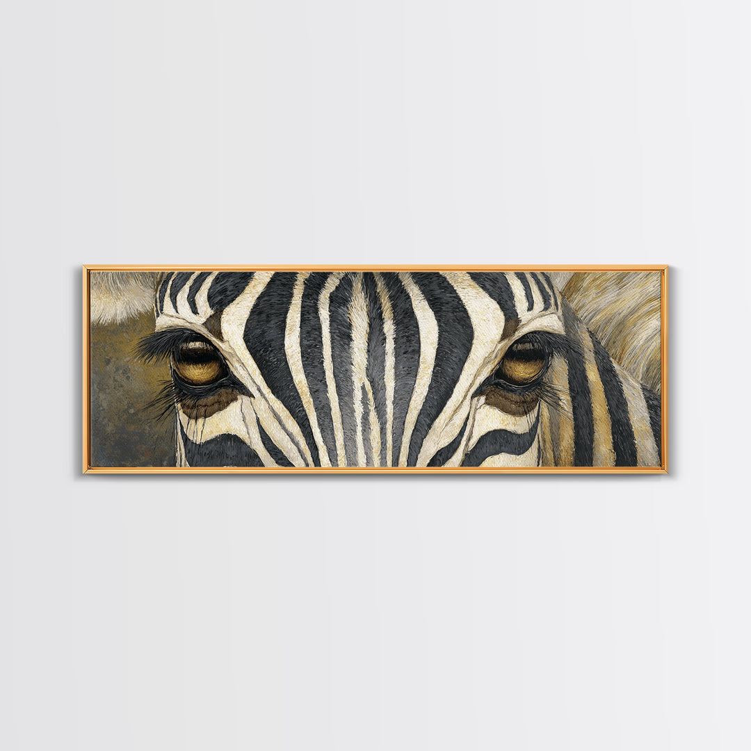 Zebra Stripe Closeup as Graphic Abstraction Canvas Print, Black and White Art, Textured Painting, Living Room Decor, Monochrome, BAW-3x1-48