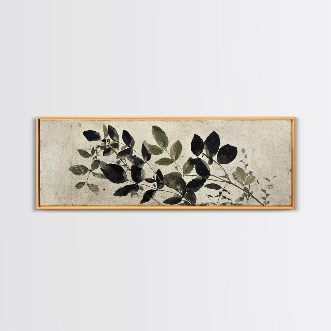 Black and White Botanical Specimen Plate Canvas Print, Black and White Art, Contemporary Art, Living Room Decor, Monochrome, BAW-3x1-63