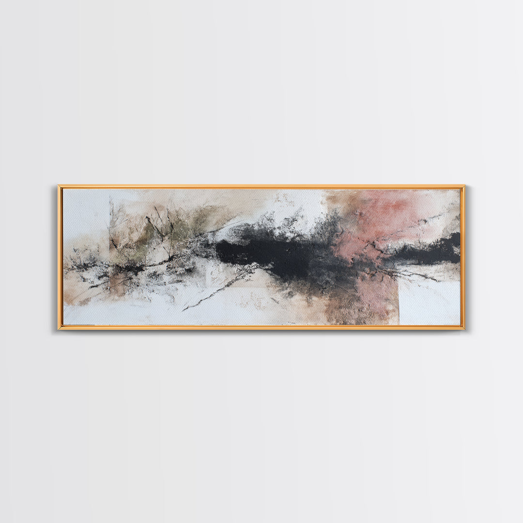 Abstract Charcoal Gestures on White Paper Canvas Print, Black and White Art, Home Decor, Living Room Decor, Monochrome, BAW-3x1-68