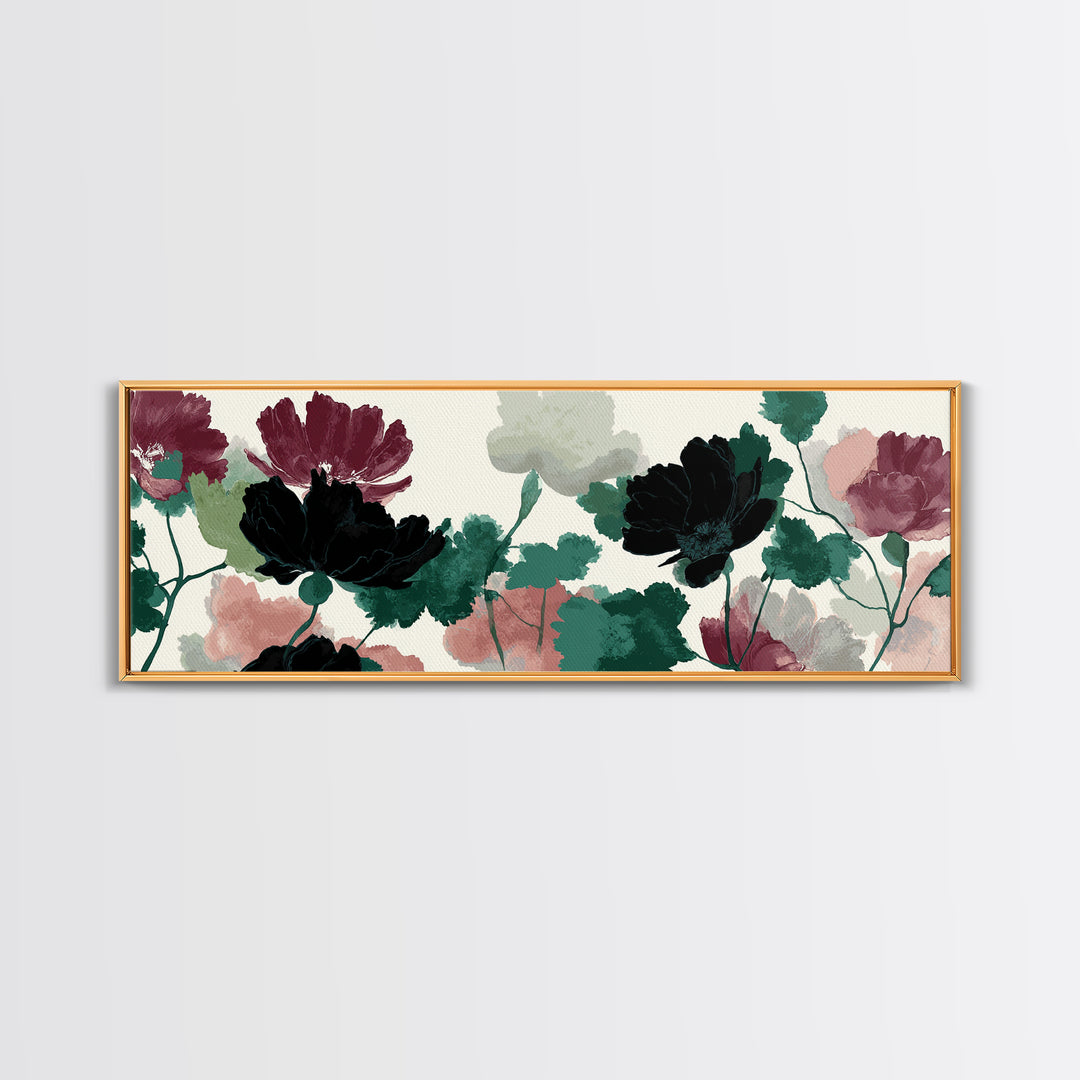 Minimal Botanical Branch Canvas Print, Black and White Art, Wall Art, Living Room Decor, Watercolor Art, Monochrome, BAW-3x1-70