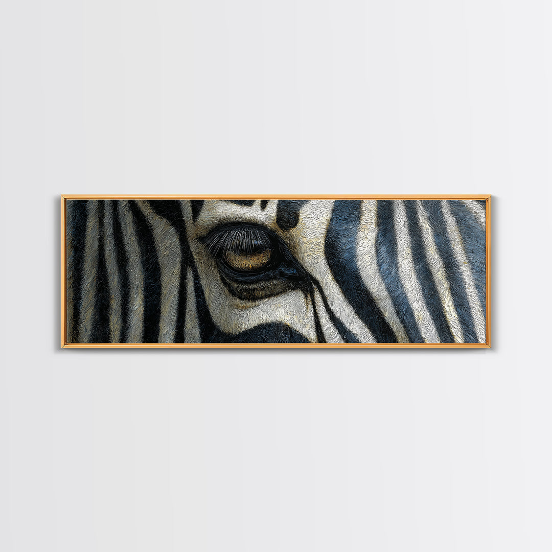 Zebra Stripe Closeup as Graphic Abstraction Canvas Print, Black and White Art, Textured Painting, Living Room Decor, Monochrome, BAW-3x1-96