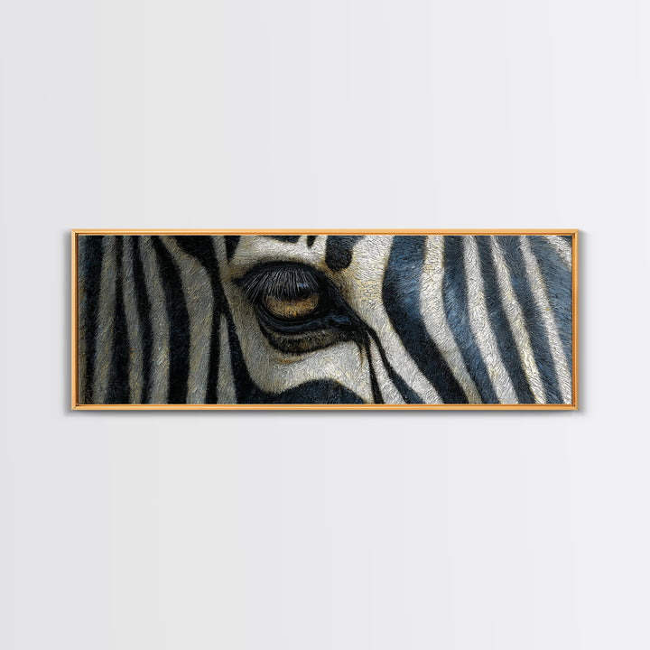Zebra Stripe Closeup as Graphic Abstraction Canvas Print, Black and White Art, Textured Painting, Living Room Decor, Monochrome, BAW-3x1-96