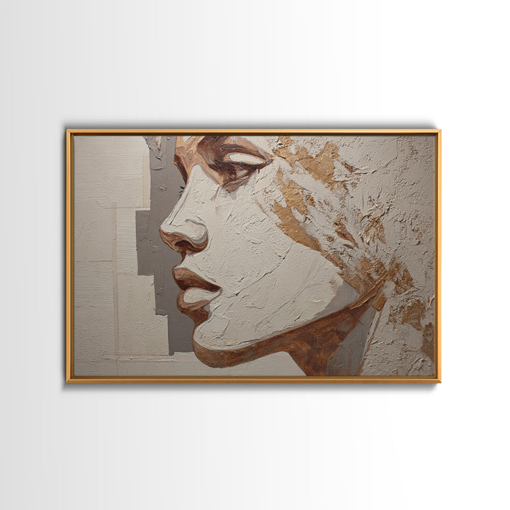 Monochrome Female Profile Canvas Print, Black and White Art, Modern Decor, Living Room Decor, Abstract Art, Monochrome, BAW-3x2-29