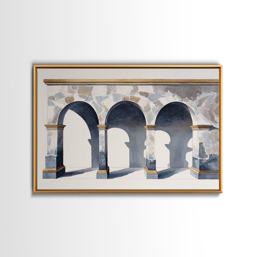 High Contrast Architectural Arches and Shadows Canvas Print, Black and White Art, Statement Artwork, Living Room Decor, BAW-3x2-31