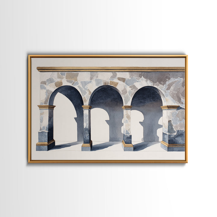 High Contrast Architectural Arches and Shadows Canvas Print, Black and White Art, Statement Artwork, Living Room Decor, BAW-3x2-31