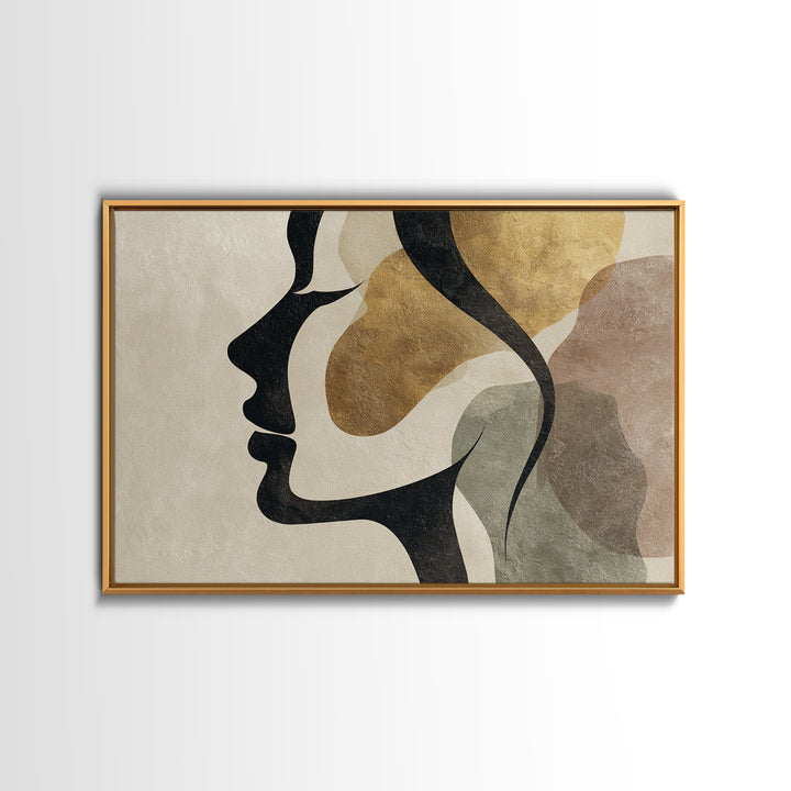 Monochrome Female Profile Canvas Print, Black and White Art, Modern Decor, Living Room Decor, Abstract Art, Monochrome, BAW-3x2-53