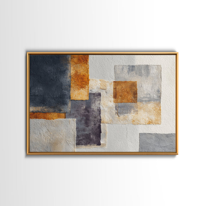 Geometric Bauhaus Grayscale Shapes Canvas Print, Black and White Art, Abstract Wall Art, Living Room Decor, Monochrome, BAW-3x2-70