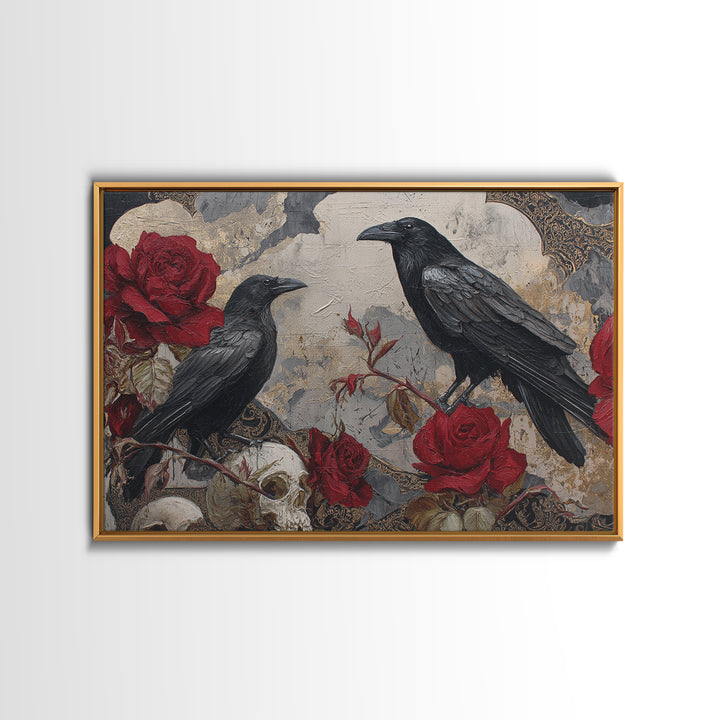 Ink Splatter Raven Composition Canvas Print, Black and White Art, Contemporary Art, Living Room Decor, Fine Art, Monochrome, BAW-3x2-72