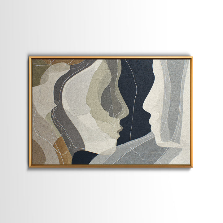 Monochrome Female Profile Framed Canvas Print, Black and White Art, Room Decor, Living Room Decor, Abstract Art, Monochrome, BAW-3x2-77