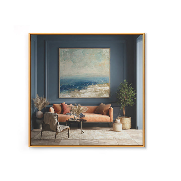 Coastal Cliffs with Gulls and Sea Spray Framed Canvas Print, Beach Art, Original Art, Coastal Decor, Fine Art, Shore, BEA-1x1-11