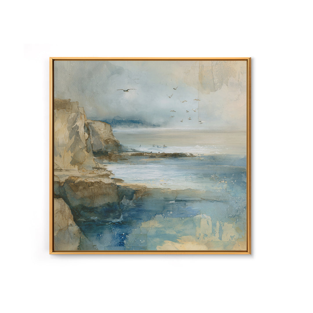 Coastal Cliffs with Gulls and Sea Spray Canvas Print, Beach Art, Wall Art Print, Coastal Decor, Fine Art, Shore, Beach Prints, BEA-1x1-35