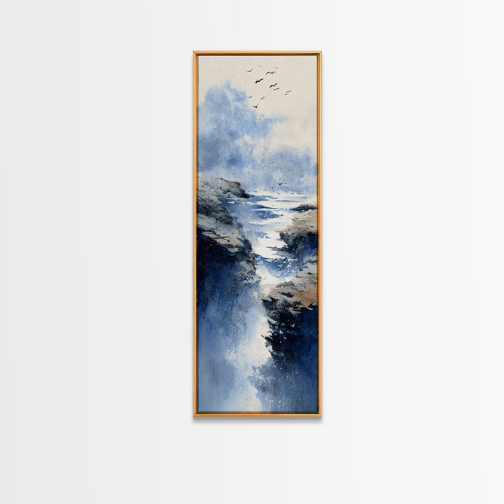 Coastal Cliffs with Gulls and Sea Spray Canvas Print, Beach Art, Wall Decor, Coastal Decor, Fine Art, Shore, Whimsical Decor, BEA-1x3-23