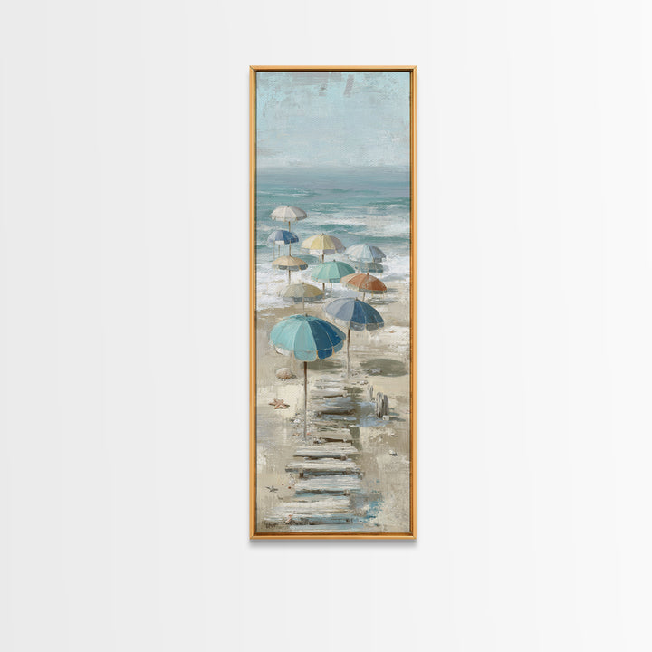 Beach Umbrella Pattern Canvas Print, Beach Art, Contemporary Art, Coastal Decor, Fine Art, Shore, Original Art, Abstract Art, BEA-1x3-44