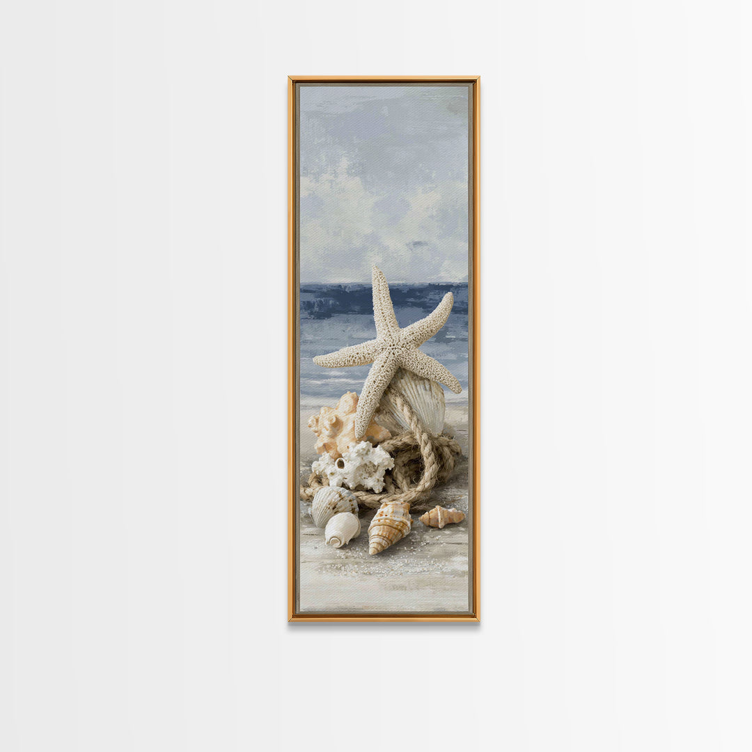 Sun Bleached Starfish and Shells Still Life Canvas Print, Beach Art, Art Prints, Coastal Decor, Fine Art, Shore, Wall Art Print, BEA-1x3-73