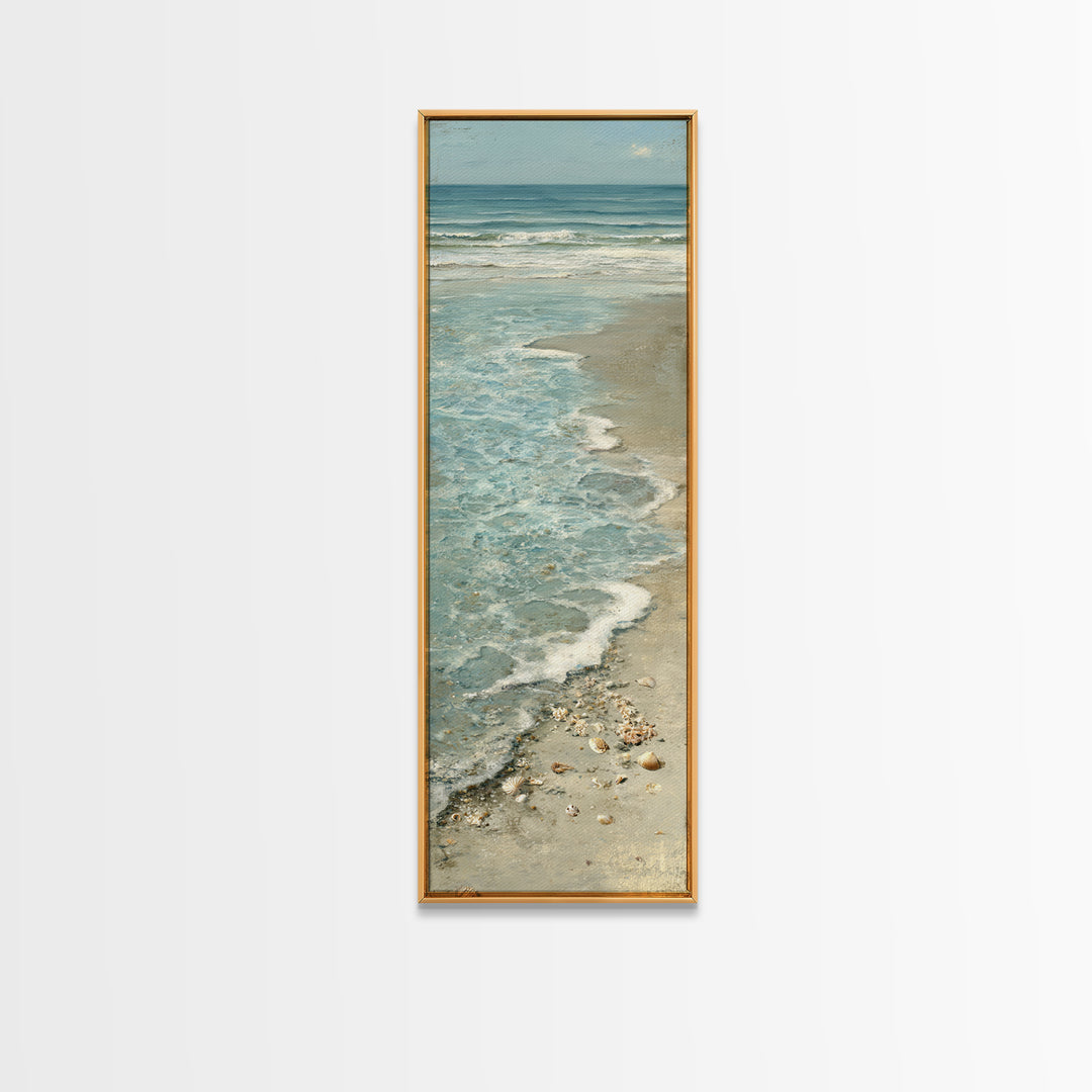 Mediterranean Cove with Clear Water Framed Canvas Print, Beach Art, Statement Artwork, Coastal Decor, Fine Art, Shore, BEA-1x3-8