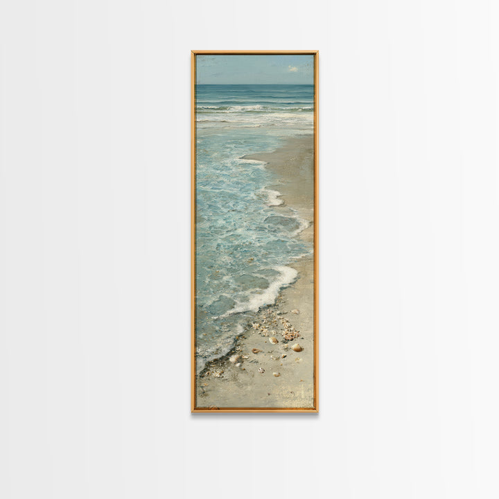 Mediterranean Cove with Clear Water Framed Canvas Print, Beach Art, Statement Artwork, Coastal Decor, Fine Art, Shore, BEA-1x3-8