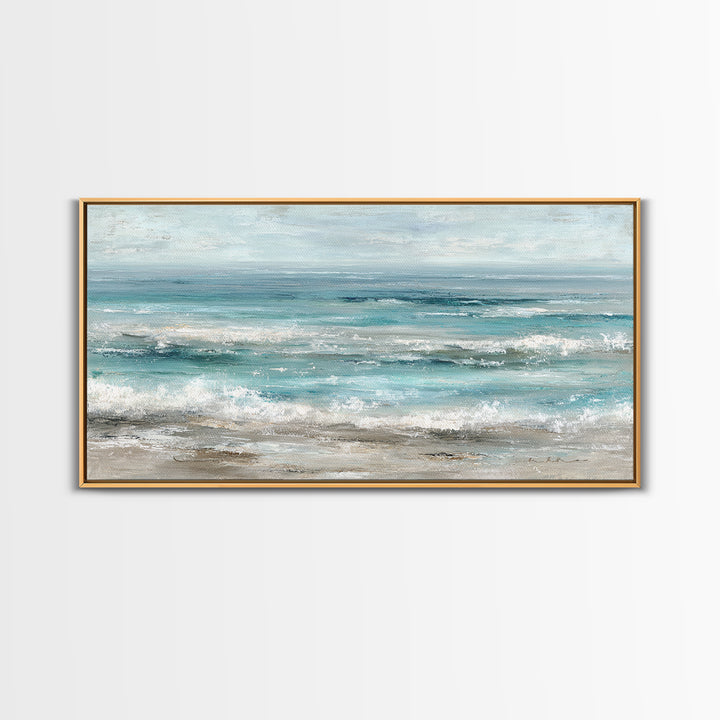 Mediterranean Cove with Clear Water Framed Canvas Print, Beach Art, Home Decor, Coastal Decor, Fine Art, Shore, Printable Art, BEA-2x1-40