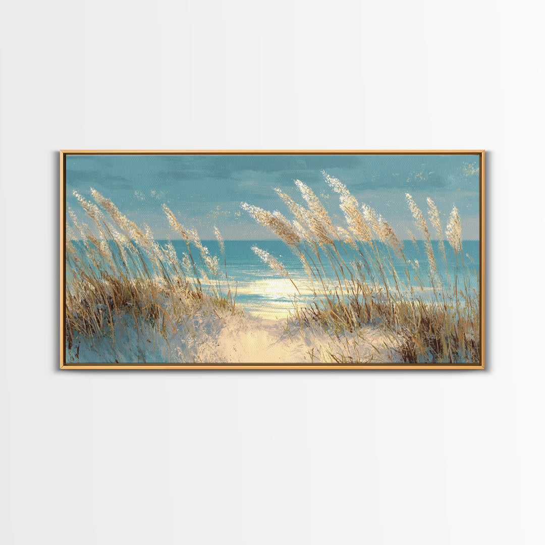 Sea Oats Swaying Canvas Print, Beach Art, Printable Wall Art, Coastal Decor, Shore, Living Room Wall Art, Nautical Decor, BEA-2x1-49