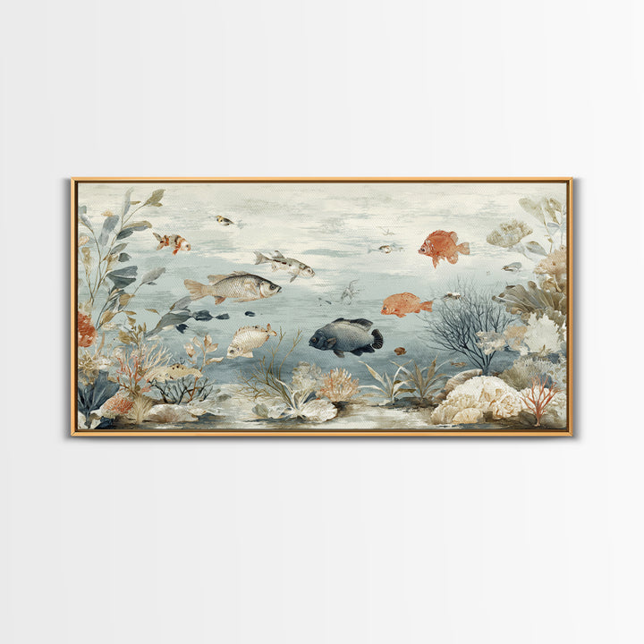 Coral Reef Fish Canvas Print, Beach Art, Contemporary Art, Coastal Decor, Fine Art, Shore, Original Art, Abstract Art, BEA-2x1-54
