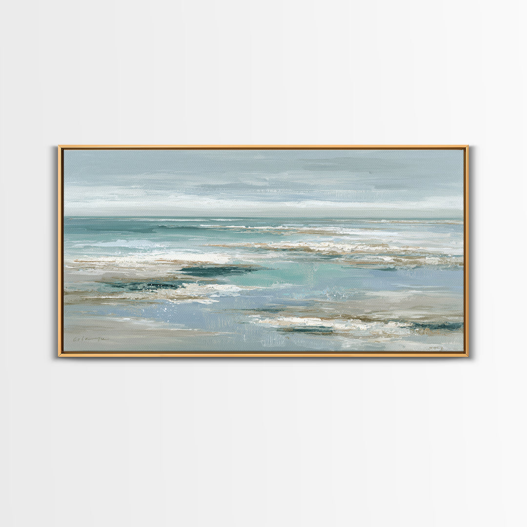 Seashell Collection Painted Like Natural Specimens Framed Canvas Print, Beach Art, Digital Wall Art, Coastal Decor, Shore, BEA-2x1-72