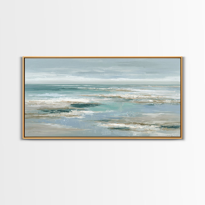 Seashell Collection Painted Like Natural Specimens Framed Canvas Print, Beach Art, Digital Wall Art, Coastal Decor, Shore, BEA-2x1-72