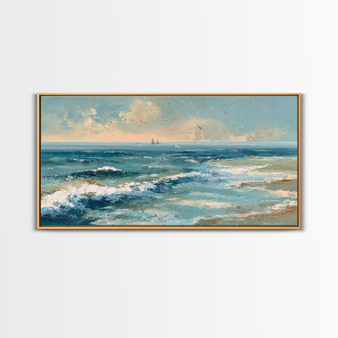 Aerial Turquoise Shoreline Canvas Print, Beach Art, Original Art, Coastal Decor, Fine Art, Shore, Beach Decor, Modern Art, BEA-2x1-93