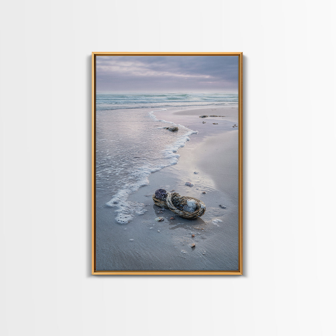Pink Sunrise Reflected on Wet Sand Framed Canvas Print, Beach Art, Boho Decor, Coastal Decor, Abstract Art, Shore, Art Prints, BEA-2x3-26