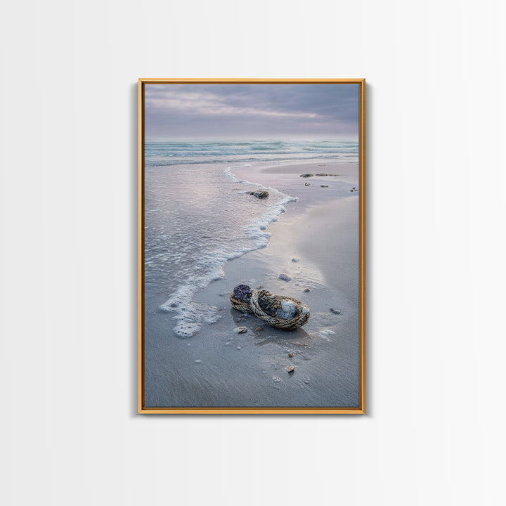 Pink Sunrise Reflected on Wet Sand Framed Canvas Print, Beach Art, Boho Decor, Coastal Decor, Abstract Art, Shore, Art Prints, BEA-2x3-26